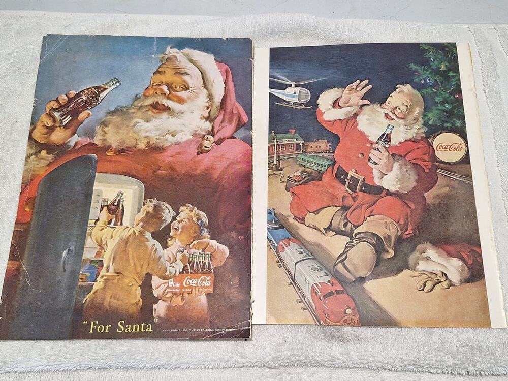 Vintage 1950s Coca-Cola Magazine Ad Lot Santa Christmas Coke Advertising Genuine